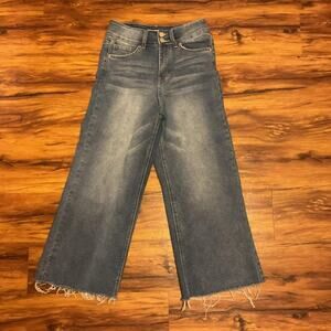 YMI Dream Fit Wide-Leg High Rise Cropped Distressed Jeans Size 28/7